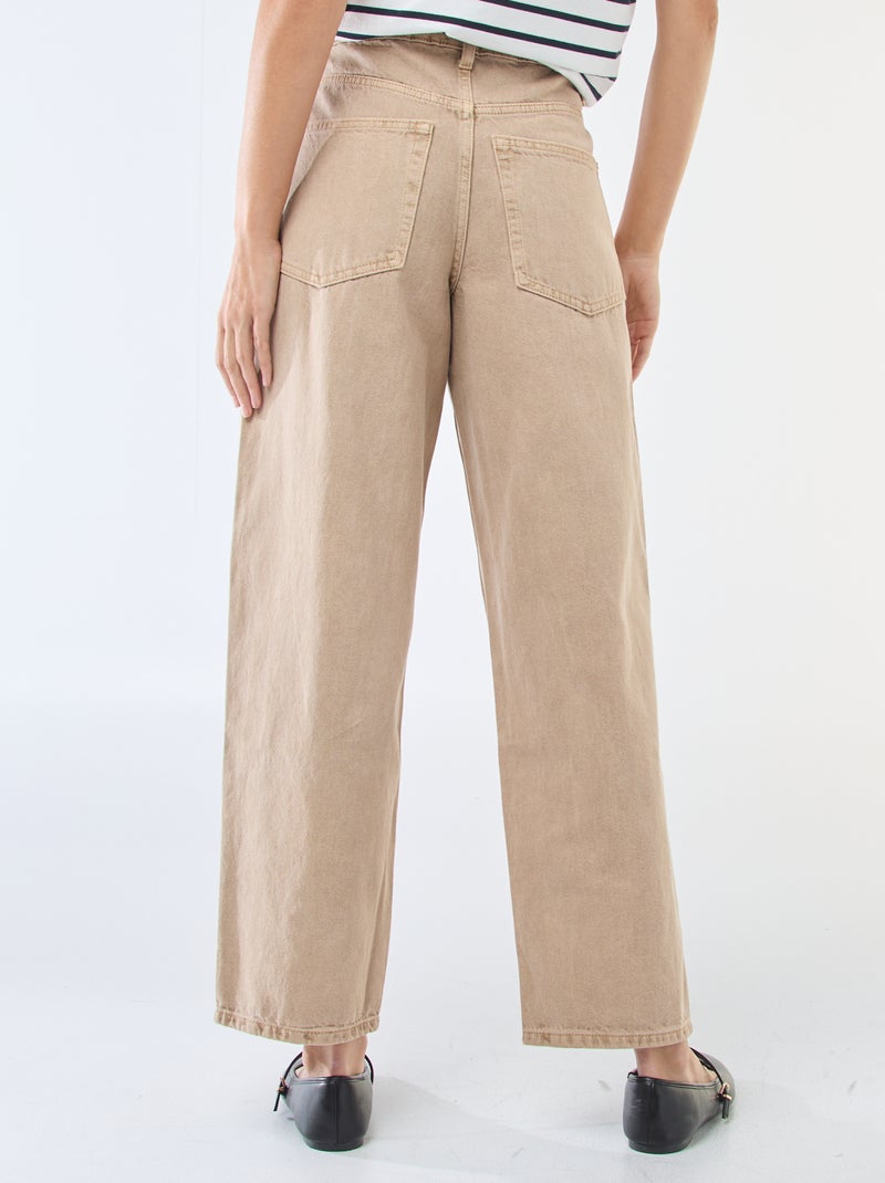 Pantalón vaquero barrel fit liso con lazo Beige - Kiabi