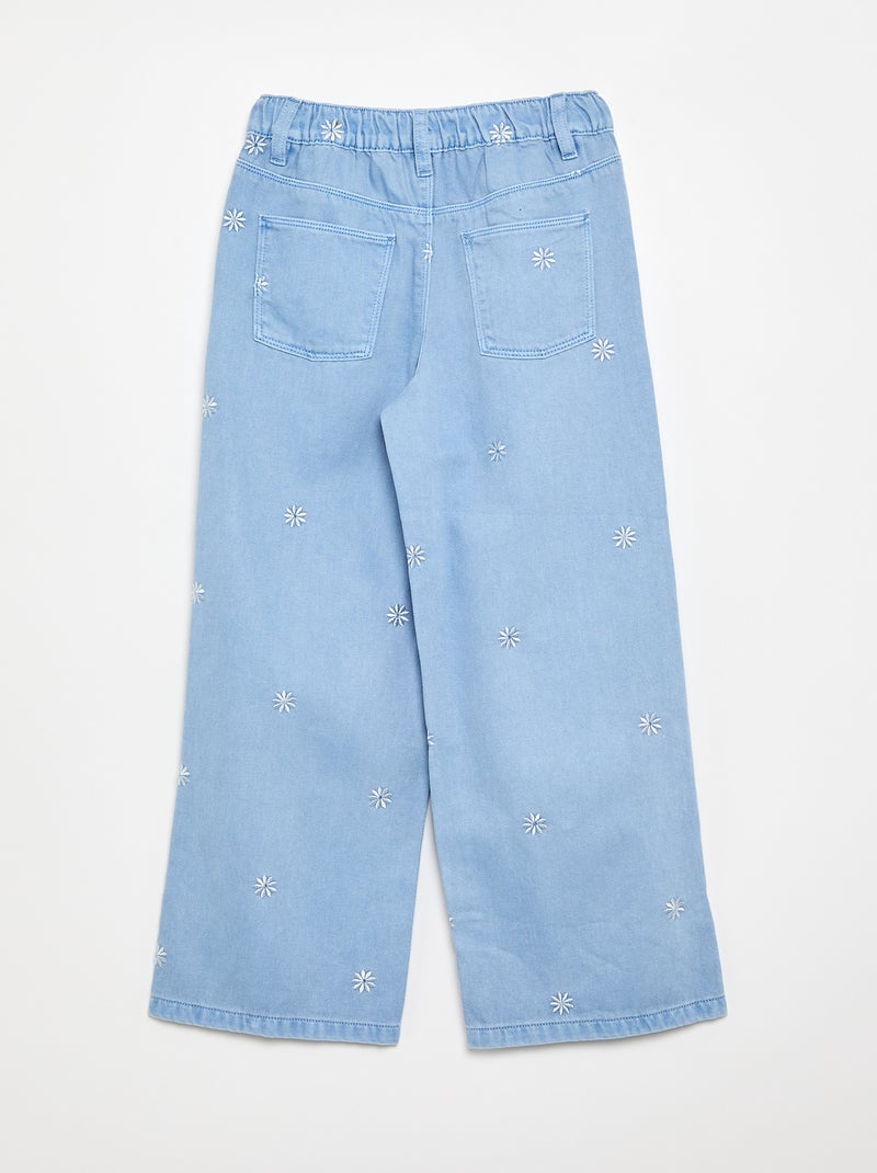 Pantalón vaquero bordado Azul - Kiabi