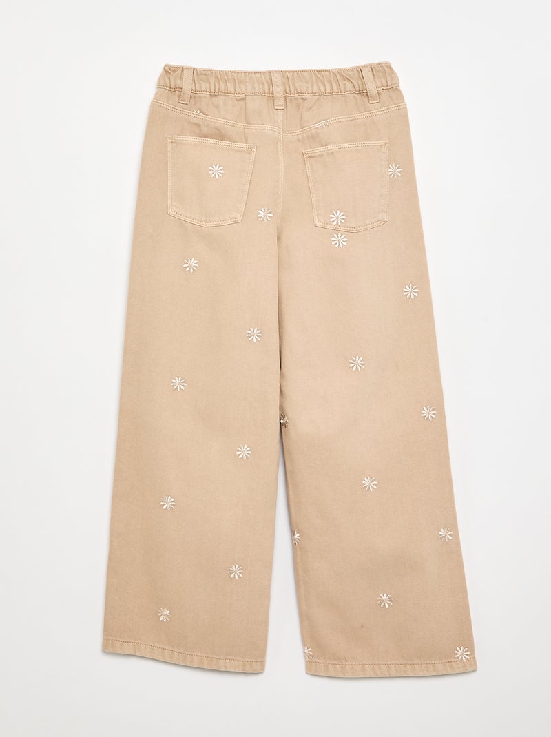 Pantalón vaquero bordado Beige - Kiabi