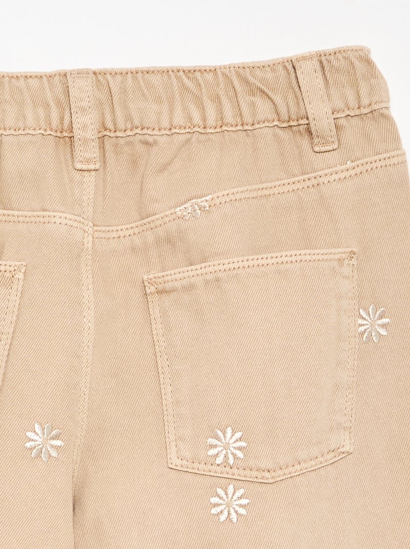 Pantalón vaquero bordado Beige - Kiabi
