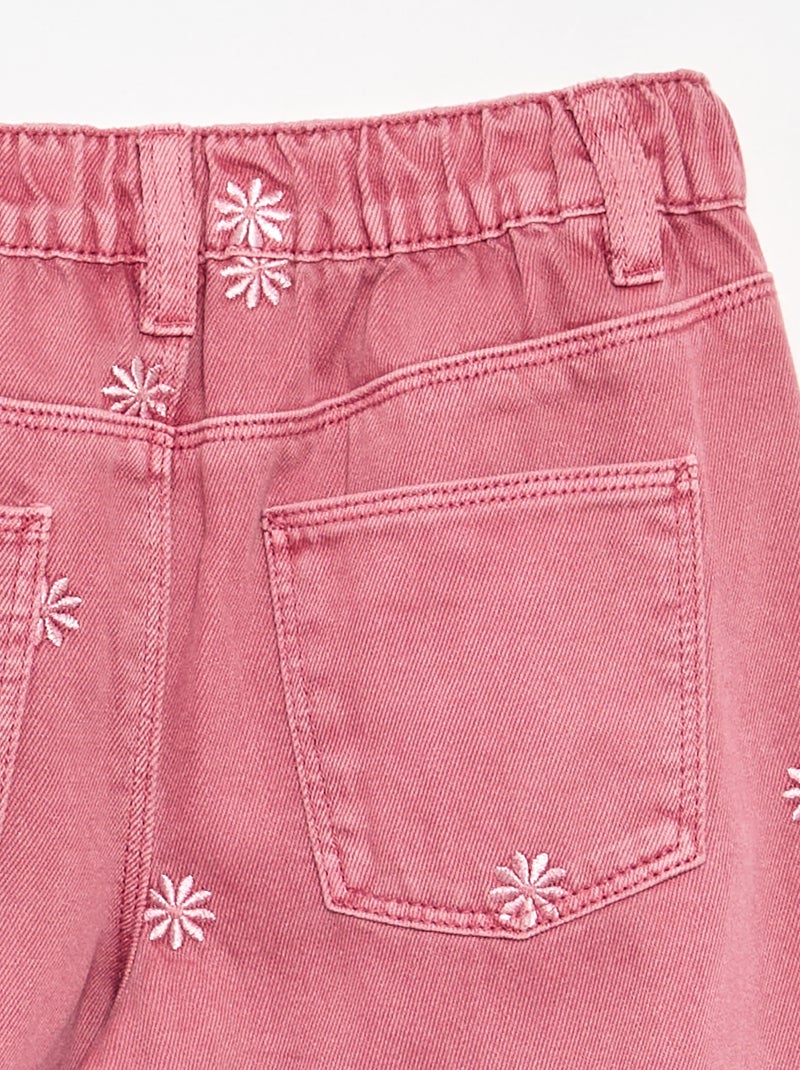 Pantalón vaquero bordado Rosa - Kiabi