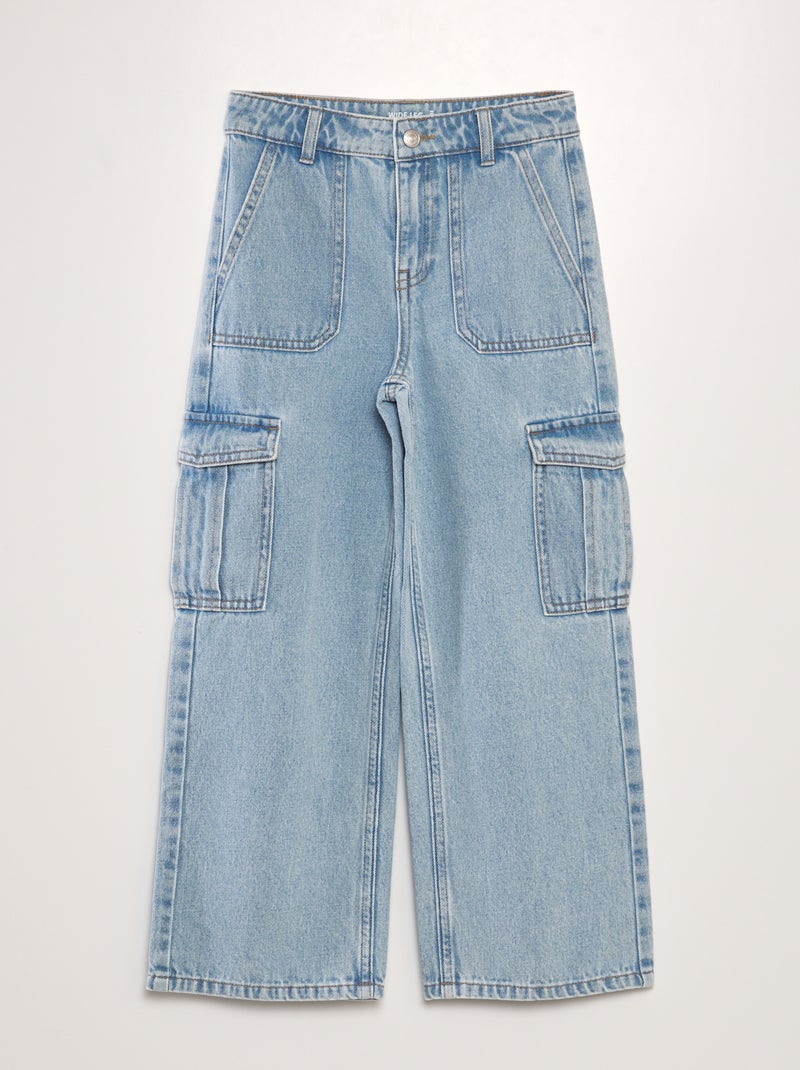 Pantalón vaquero cargo wide leg AZUL - Kiabi