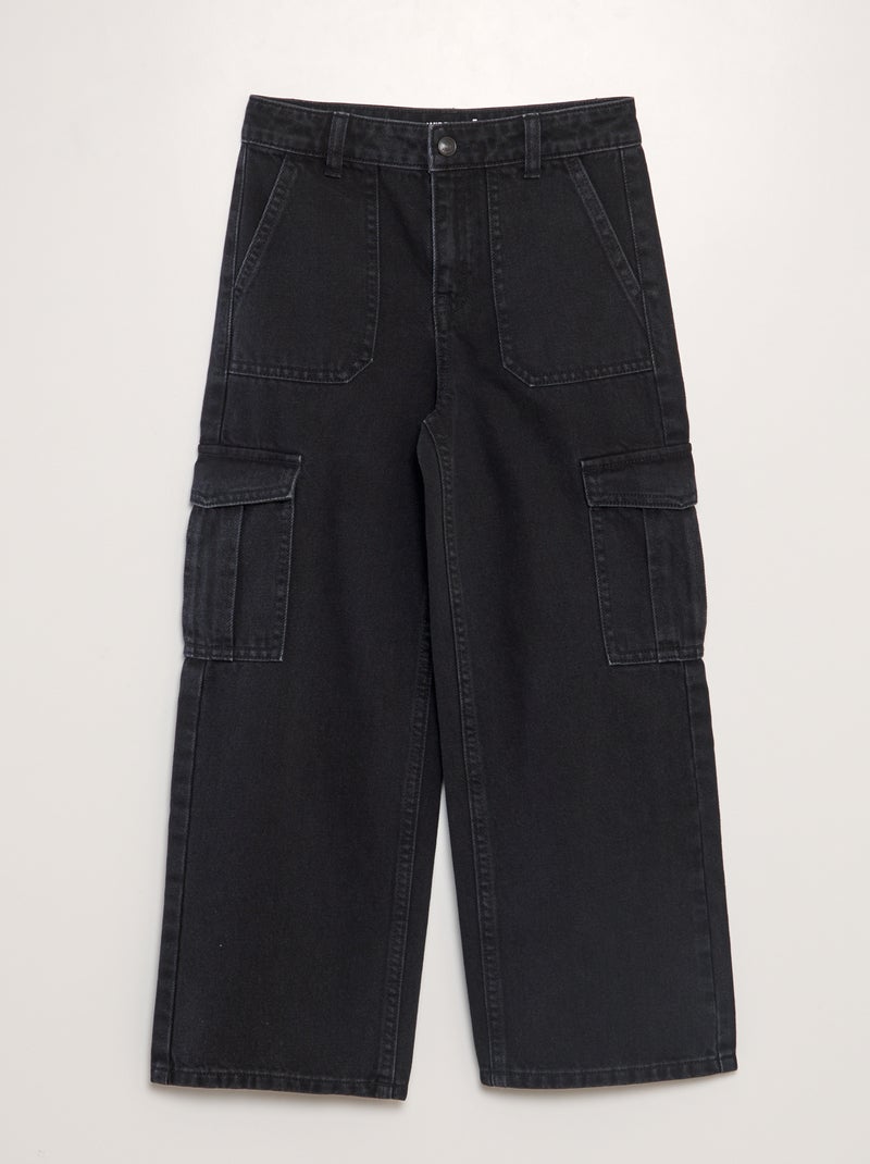 Pantalón vaquero cargo wide leg GRIS - Kiabi