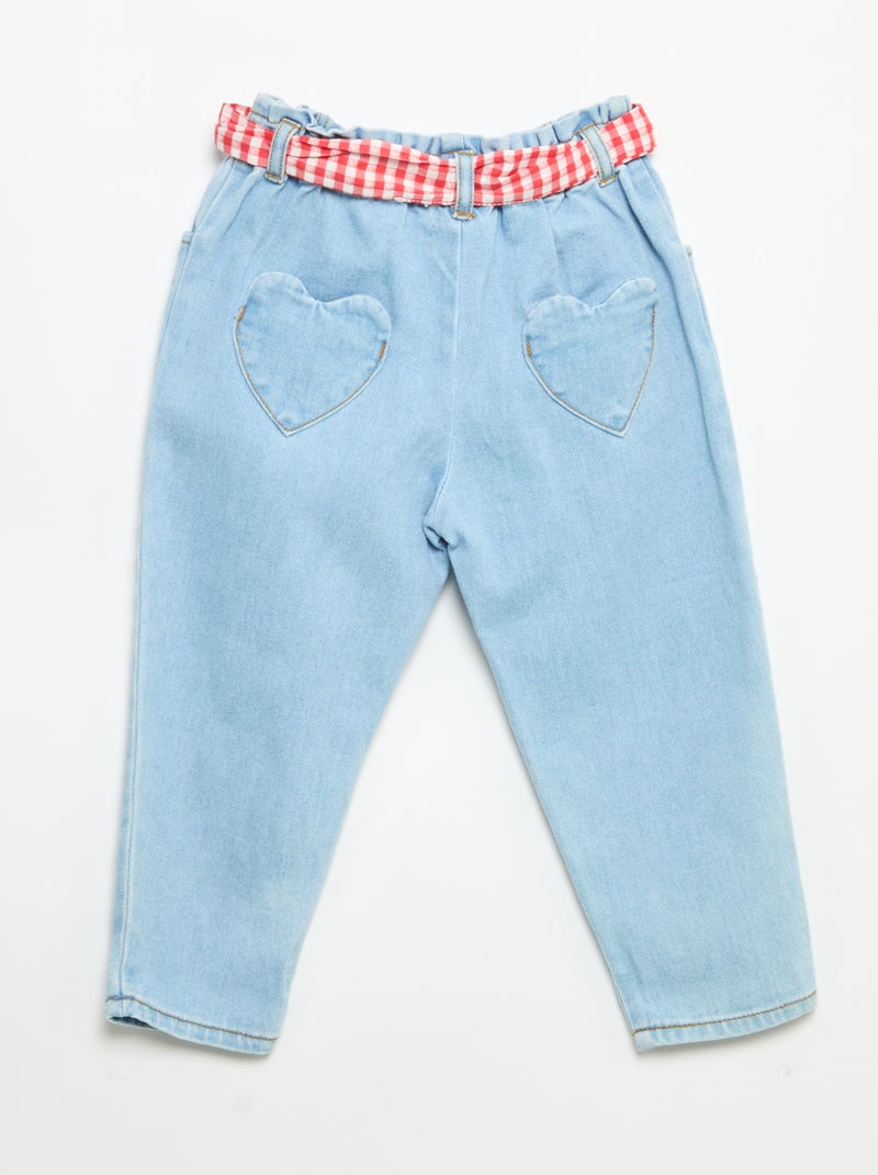 Pantalón vaquero + cinturón para anudar Blanco - Kiabi