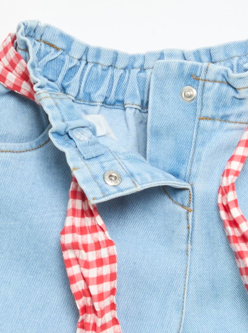 Pantalón vaquero + cinturón para anudar Blanco - Kiabi