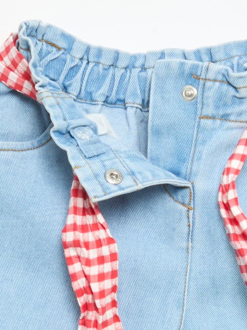 Pantalón vaquero + cinturón para anudar Blanco - Kiabi