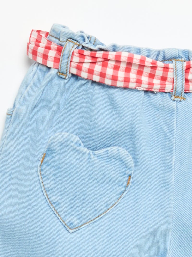 Pantalón vaquero + cinturón para anudar Blanco - Kiabi
