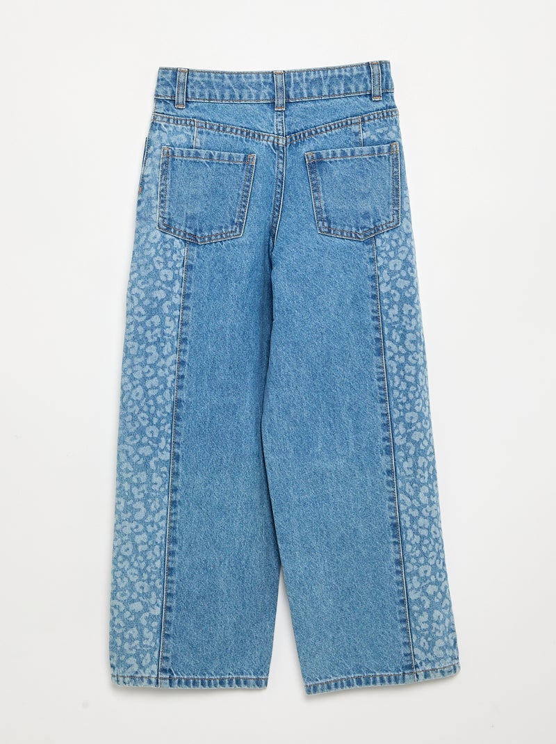 Pantalón vaquero con aplicaciones estampadas Azul - Kiabi