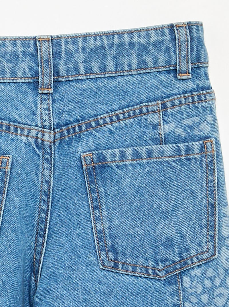 Pantalón vaquero con aplicaciones estampadas Azul - Kiabi