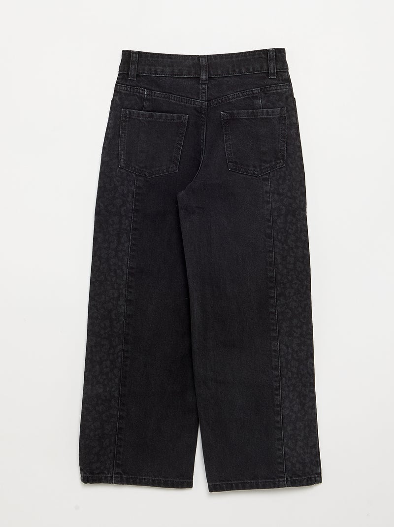 Pantalón vaquero con aplicaciones estampadas Negro - Kiabi
