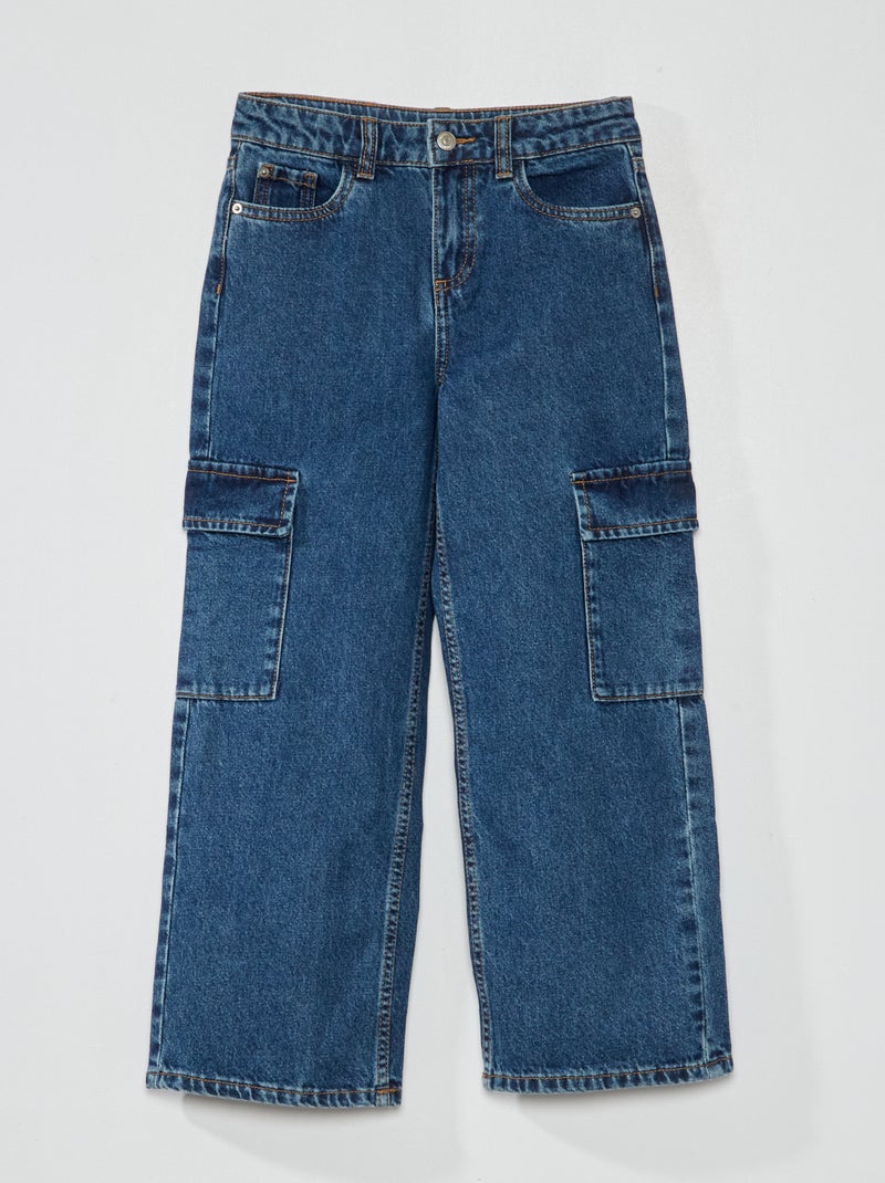 Pantalón vaquero con bolsillos con solapa Azul - Kiabi