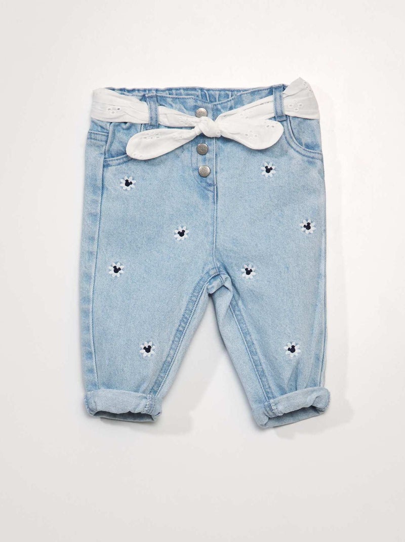 Pantalón vaquero con bordados 'Mickey' AZUL - Kiabi