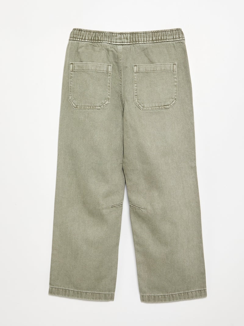 Pantalón vaquero con cintura elástica Verde - Kiabi