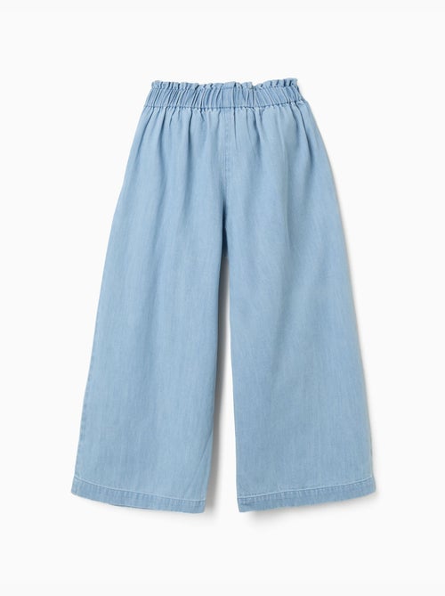 Pantalón vaquero con cinturón floral y cintura paperbag - Kiabi