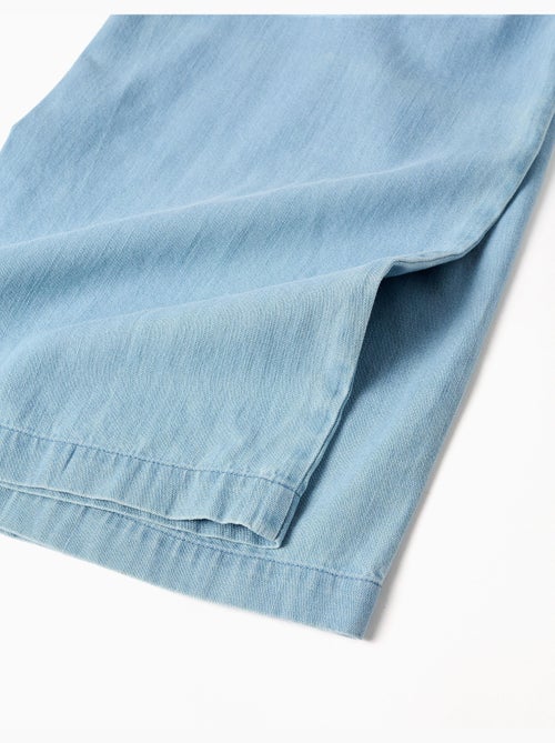 Pantalón vaquero con cinturón floral y cintura paperbag - Kiabi