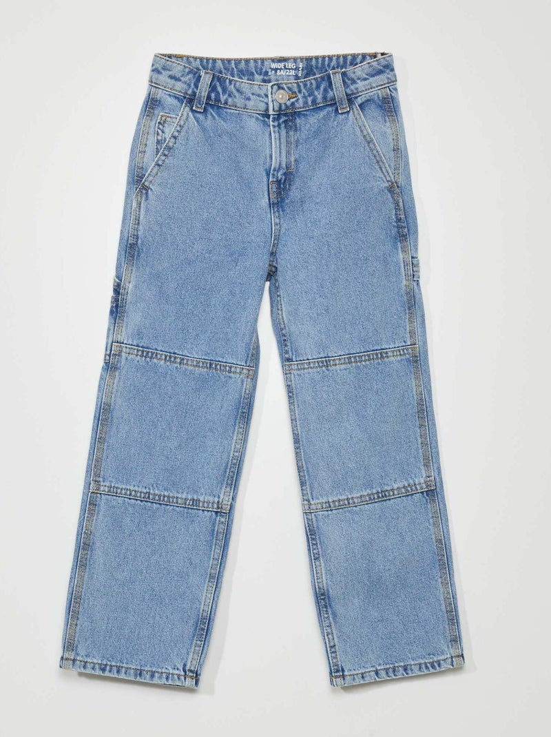 Pantalón vaquero con detalles en las rodillas AZUL - Kiabi