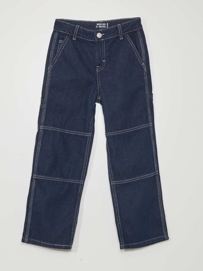 Pantalón vaquero con detalles en las rodillas AZUL - Kiabi