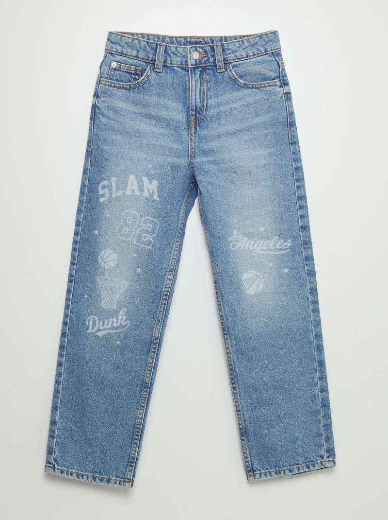 Pantalón vaquero con inscripciones 'Basketball' AZUL - Kiabi