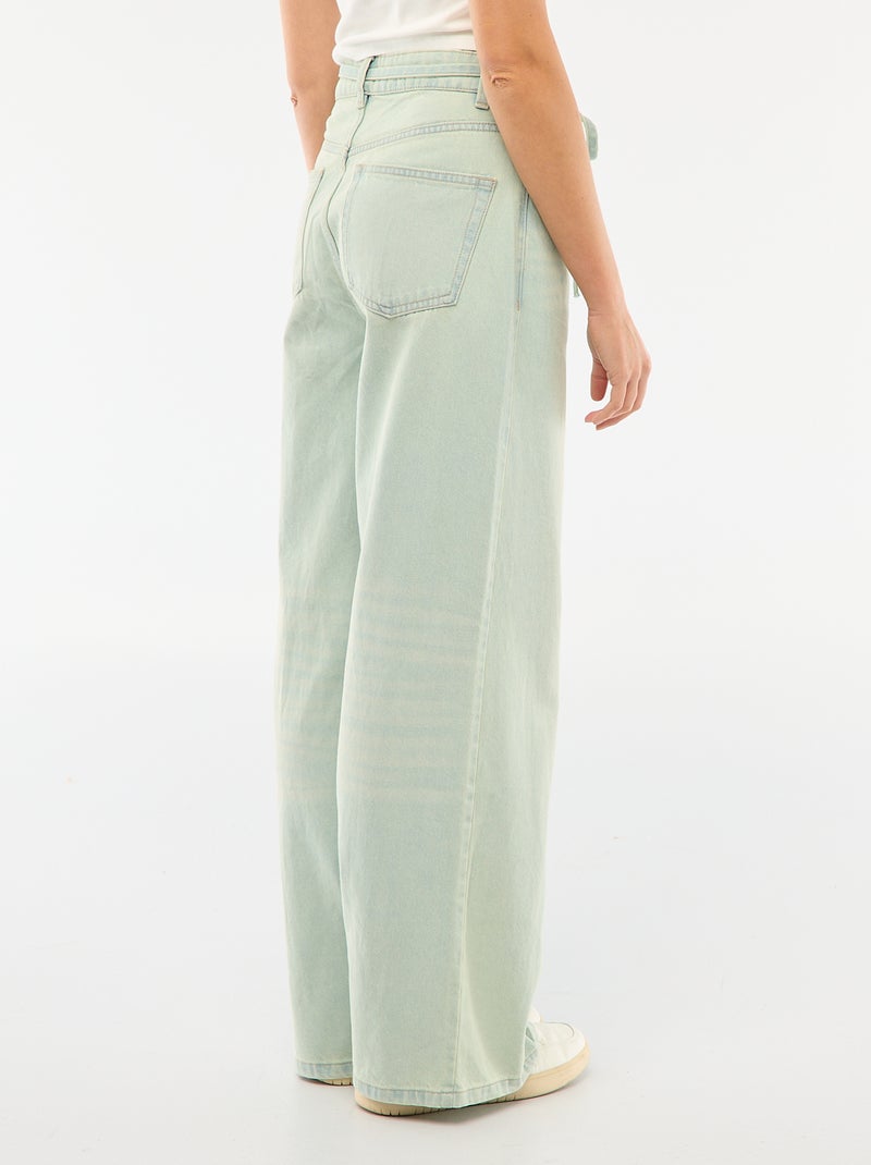 Pantalón vaquero con mini cinturón Azul - Kiabi