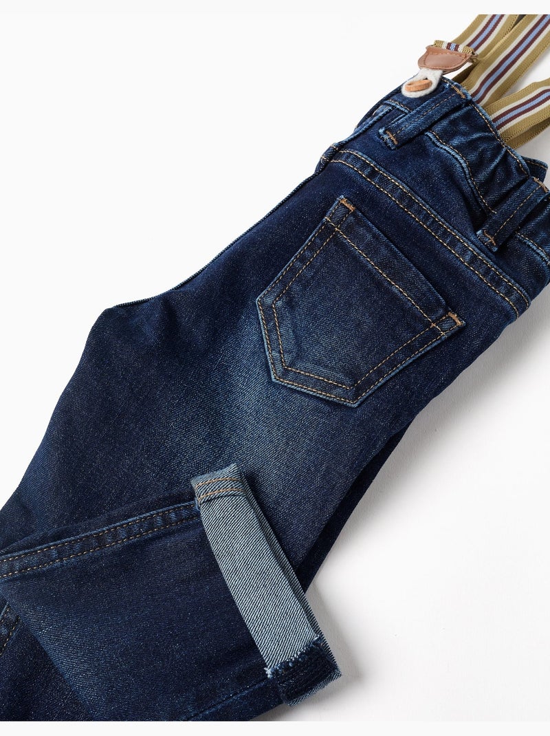 Pantalón vaquero con tirantes desmontables Azul oscuro - Kiabi