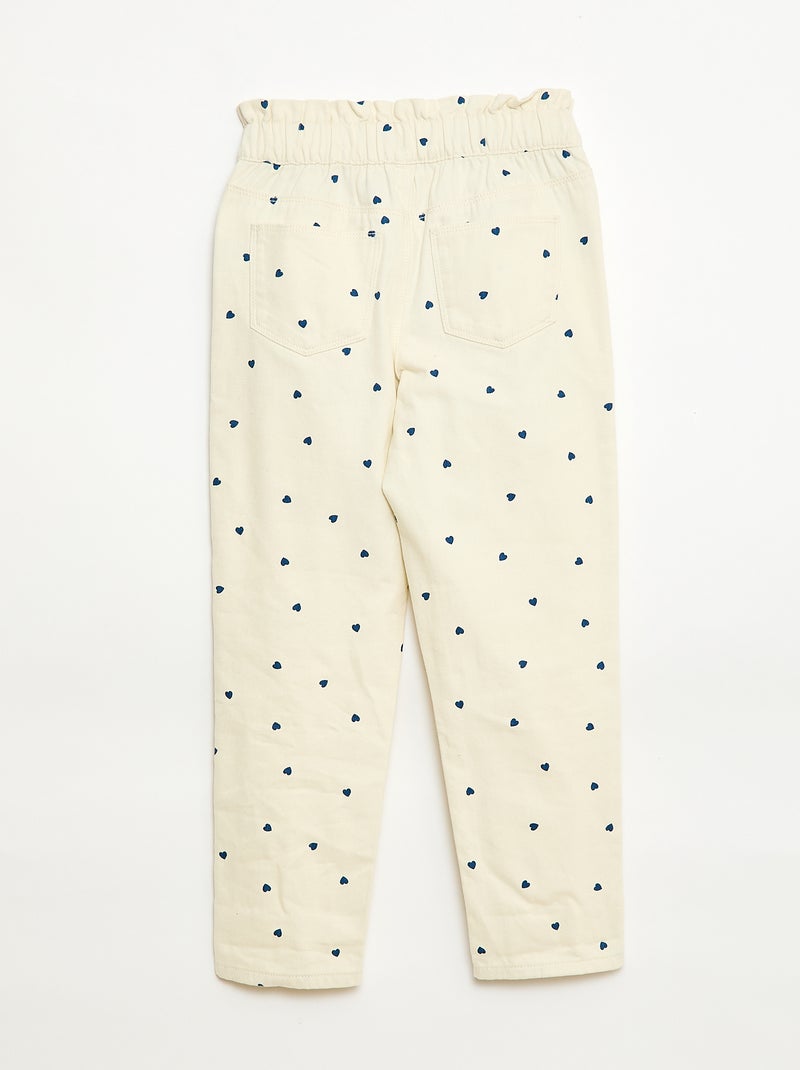 Pantalón vaquero corte mom con estampado Blanco - Kiabi