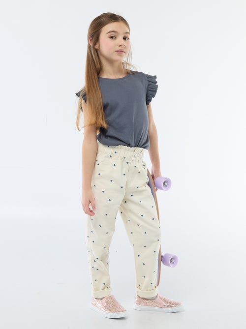Pantalón vaquero corte mom con estampado - Kiabi