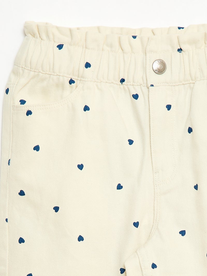 Pantalón vaquero corte mom con estampado Blanco - Kiabi