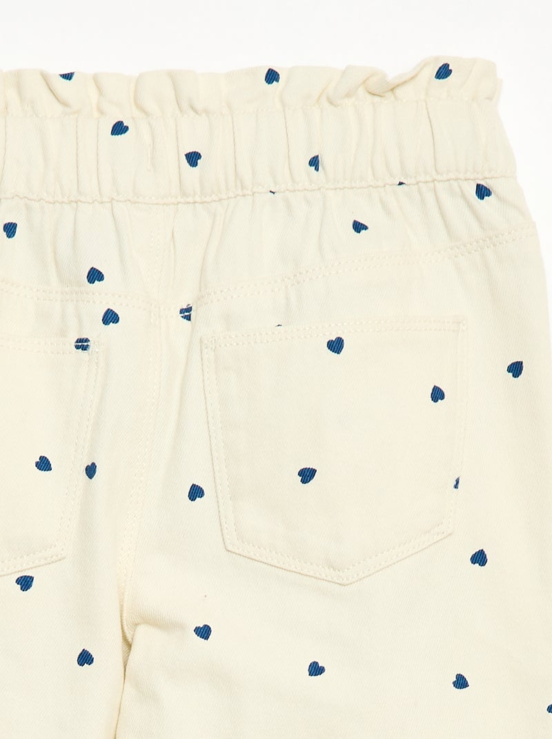 Pantalón vaquero corte mom con estampado Blanco - Kiabi