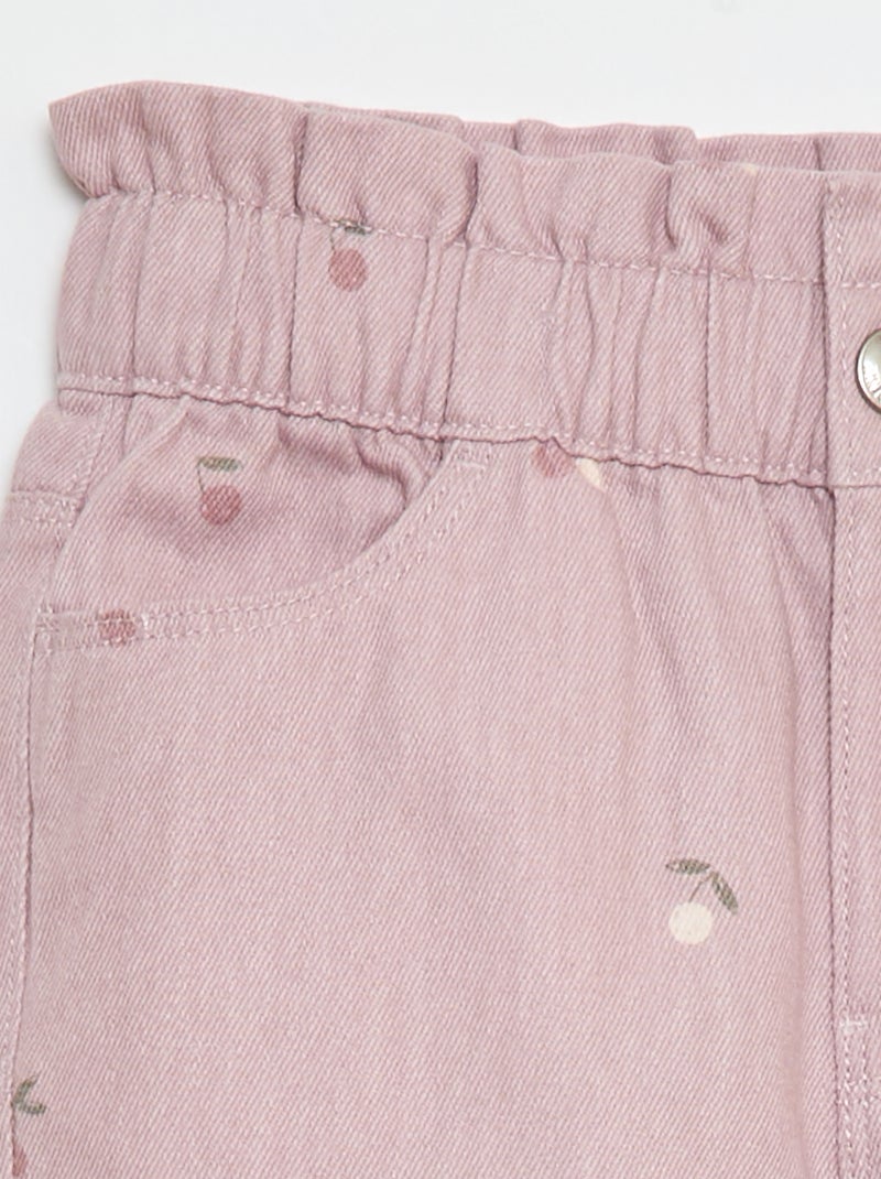 Pantalón vaquero corte mom con estampado Rosa - Kiabi