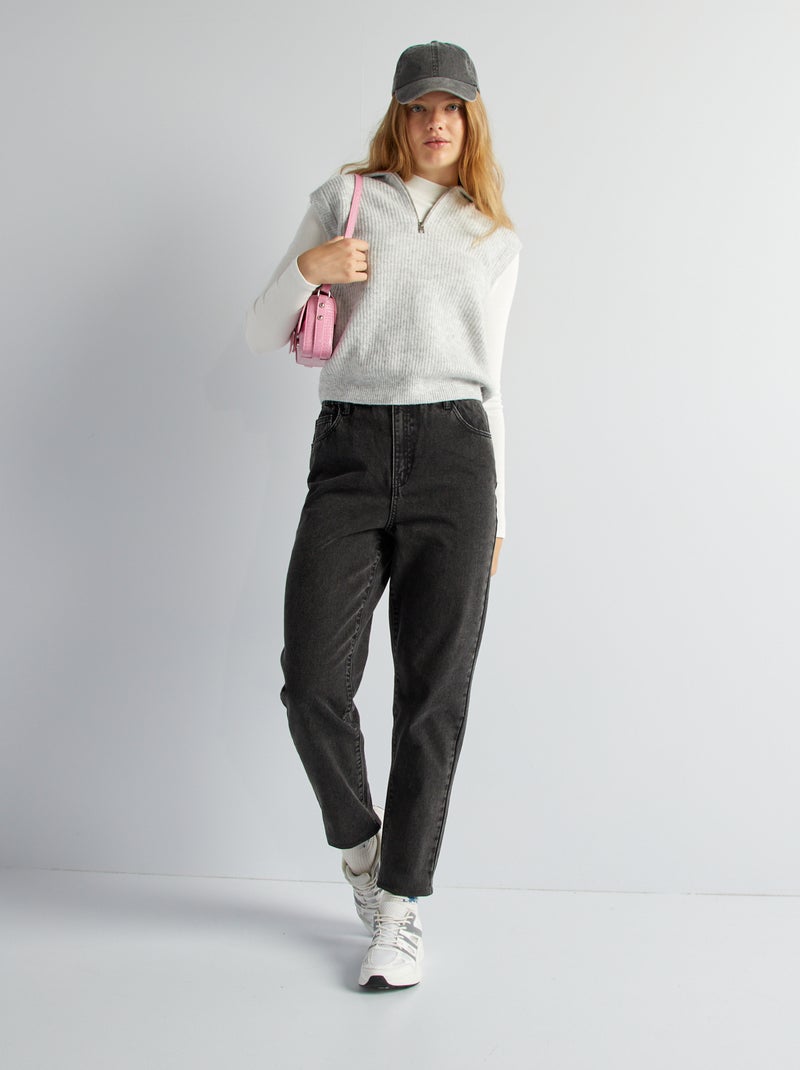 Pantalón vaquero corte mom GRIS - Kiabi