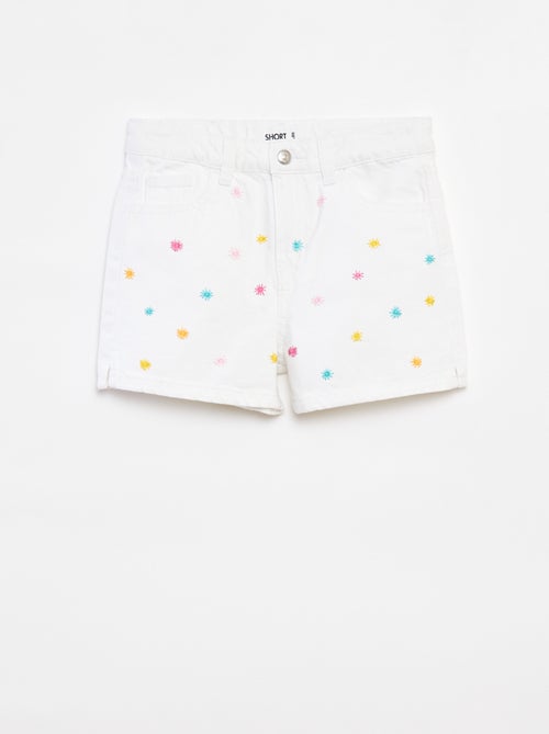 Pantalón vaquero corto con bordados - Kiabi