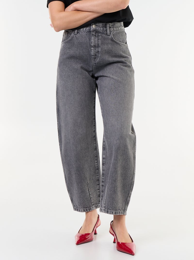 Pantalón vaquero de corte barrel ancho Gris - Kiabi