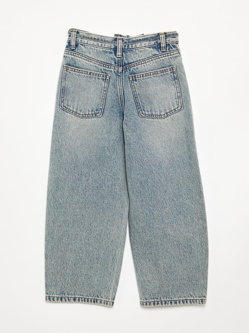 Pantalón vaquero de corte barrel con cinturón Azul - Kiabi