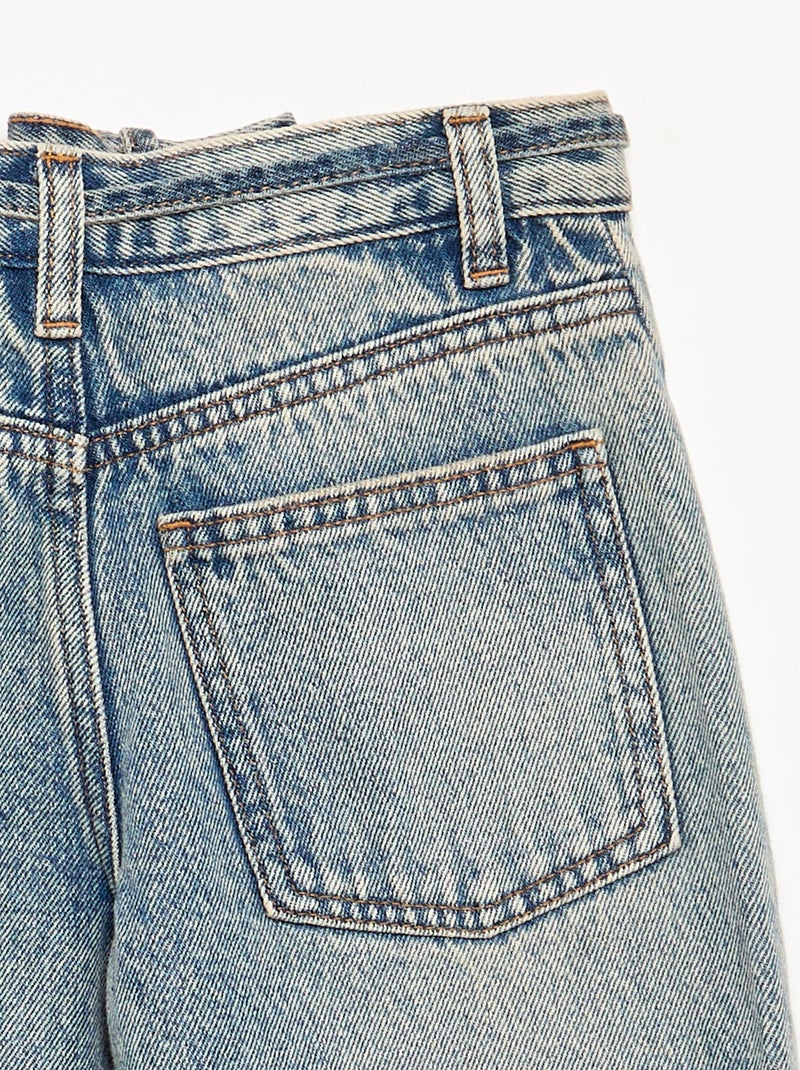 Pantalón vaquero de corte barrel con cinturón Azul - Kiabi