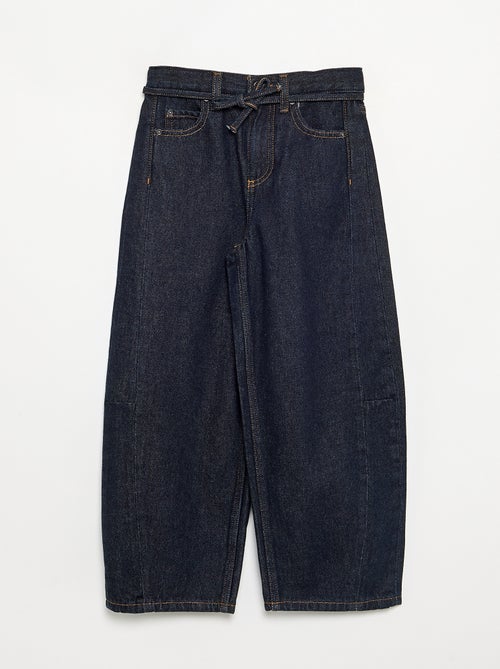 Pantalón vaquero de corte barrel con cinturón - Kiabi