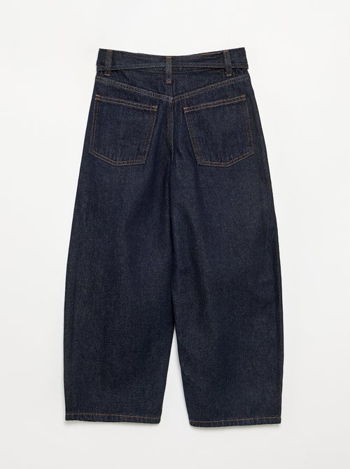 Pantalón vaquero de corte barrel con cinturón - Kiabi
