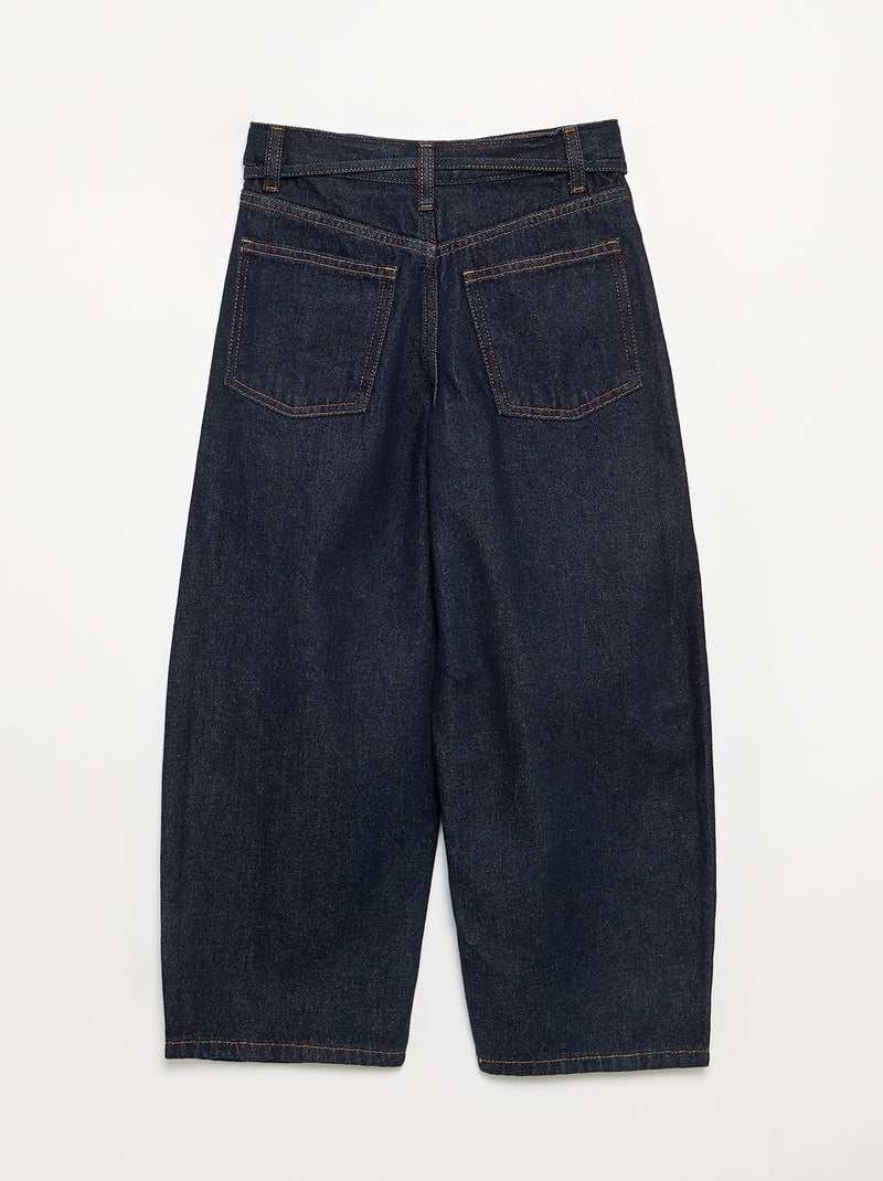 Pantalón vaquero de corte barrel con cinturón Azul - Kiabi