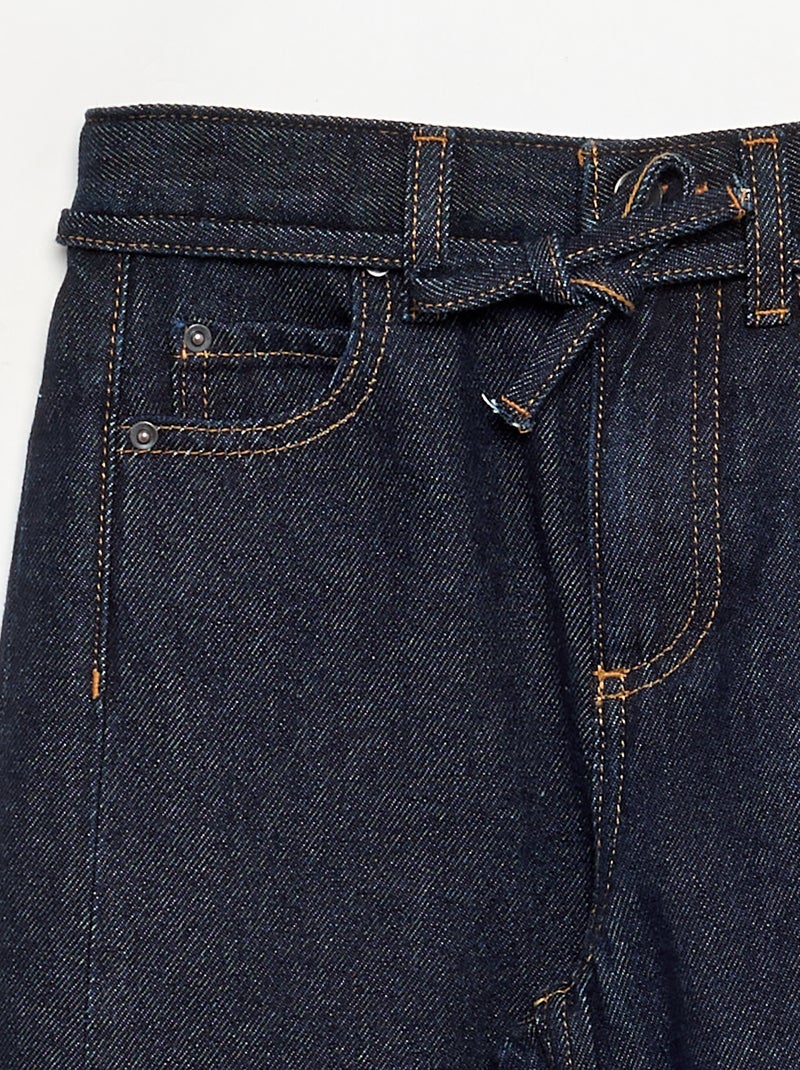 Pantalón vaquero de corte barrel con cinturón Azul - Kiabi