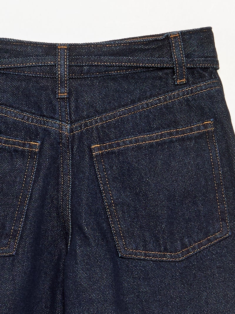 Pantalón vaquero de corte barrel con cinturón Azul - Kiabi