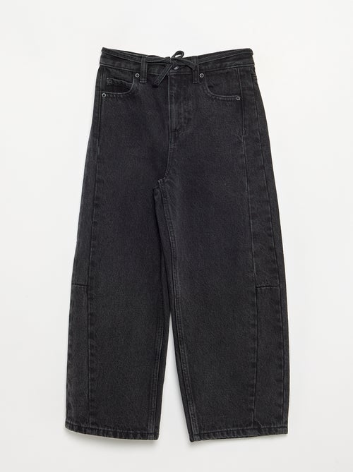 Pantalón vaquero de corte barrel con cinturón - Kiabi