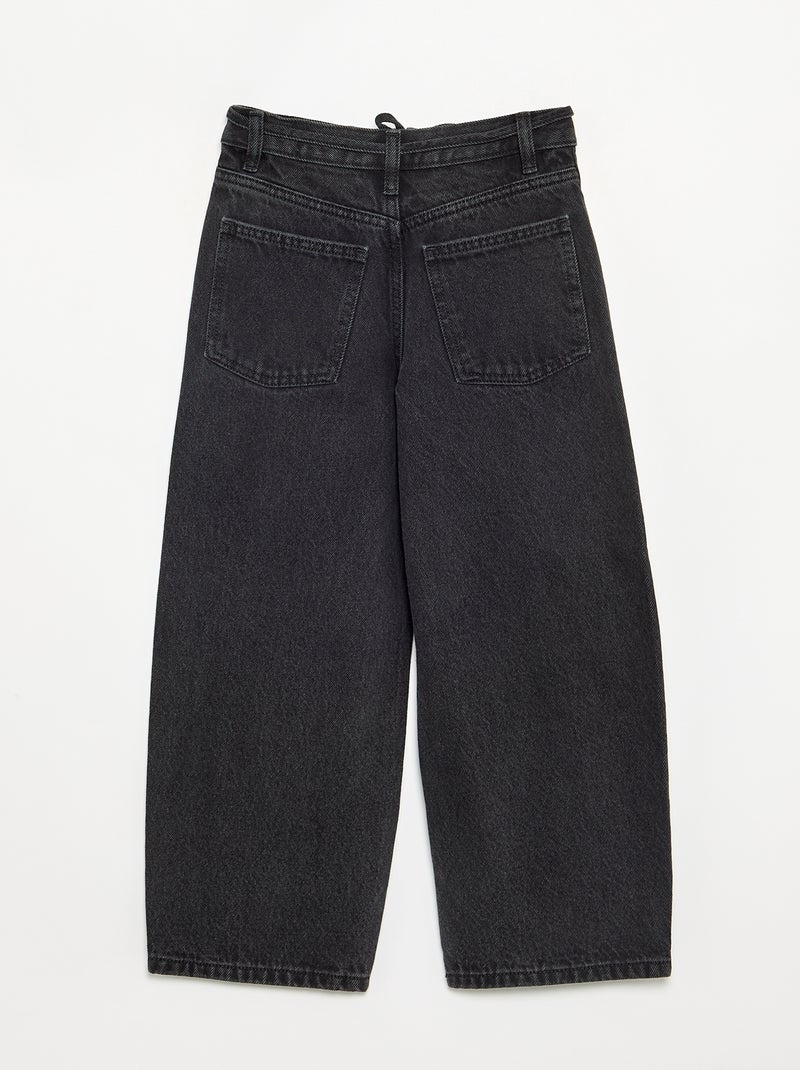 Pantalón vaquero de corte barrel con cinturón Negro - Kiabi