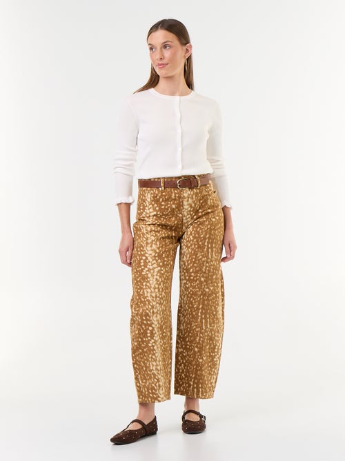 Pantalón vaquero de corte barrel con estampado - Kiabi Pantalón vaquero de corte barrel con estampado - Kiabi