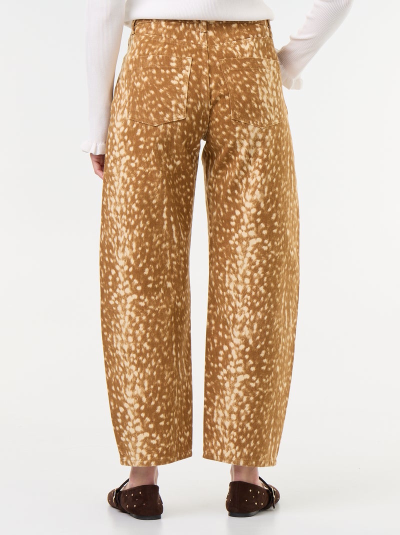 Pantalón vaquero de corte barrel con estampado Beige - Kiabi