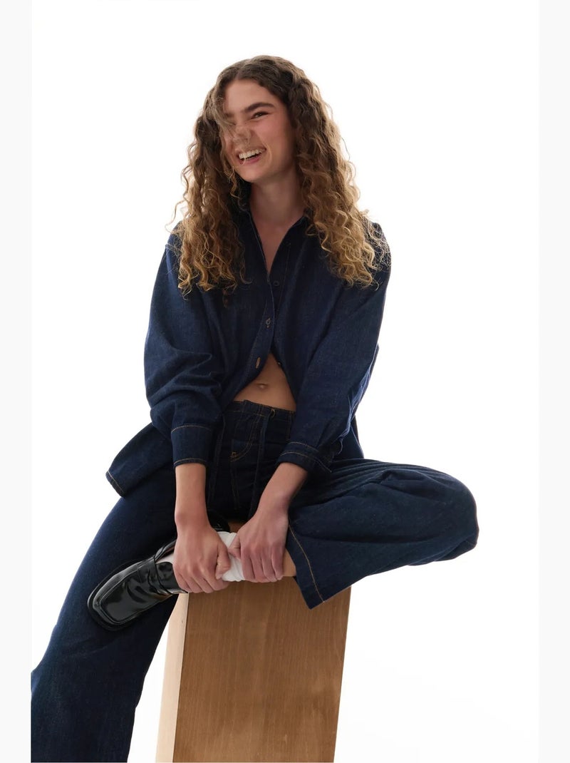 Pantalón vaquero de corte recto penti Azul ultramar - Kiabi