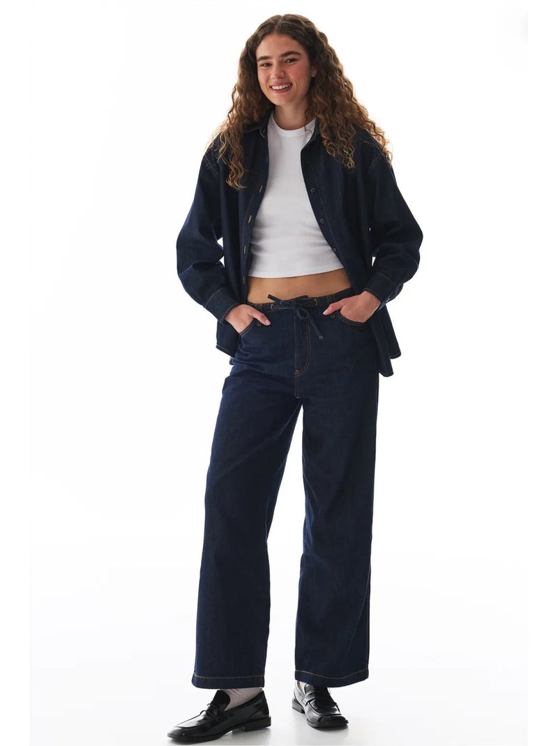 Pantalón vaquero de corte recto penti Azul ultramar - Kiabi