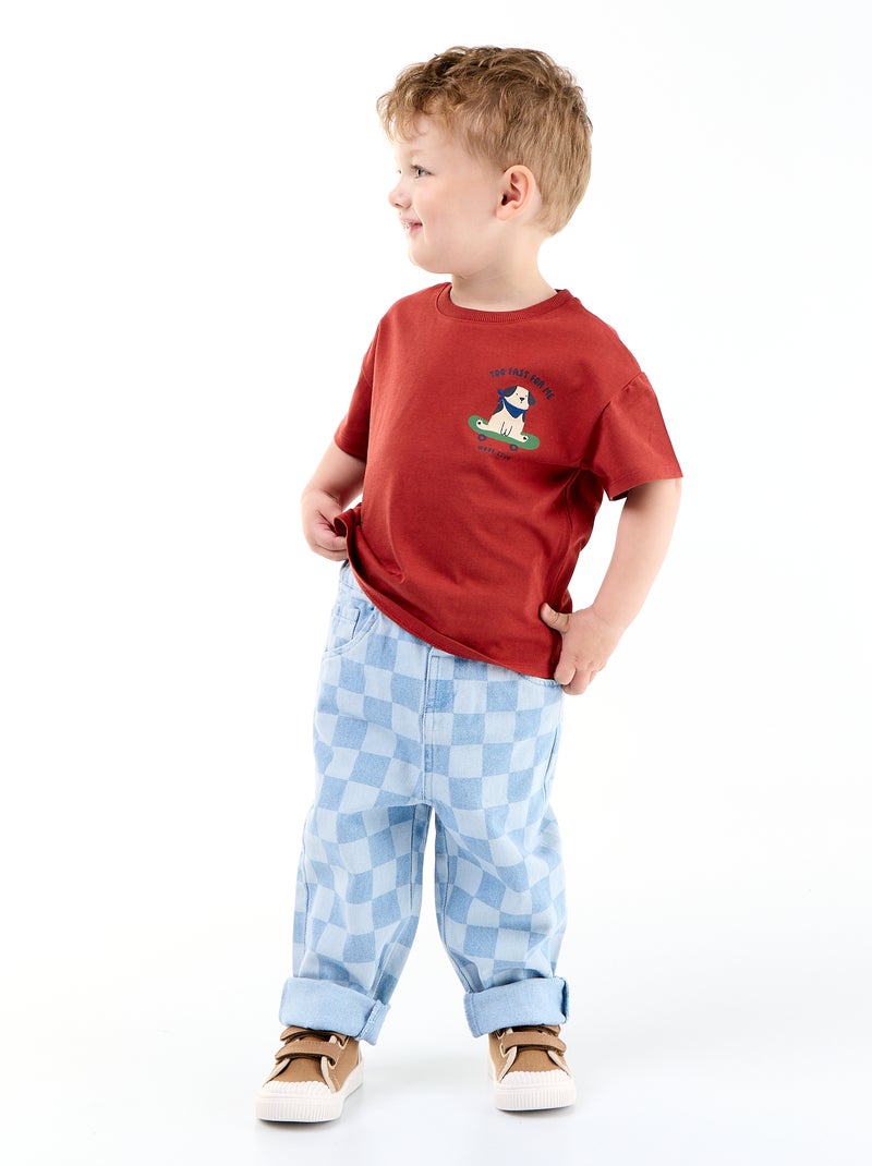 Pantalón vaquero de cuadros Azul - Kiabi