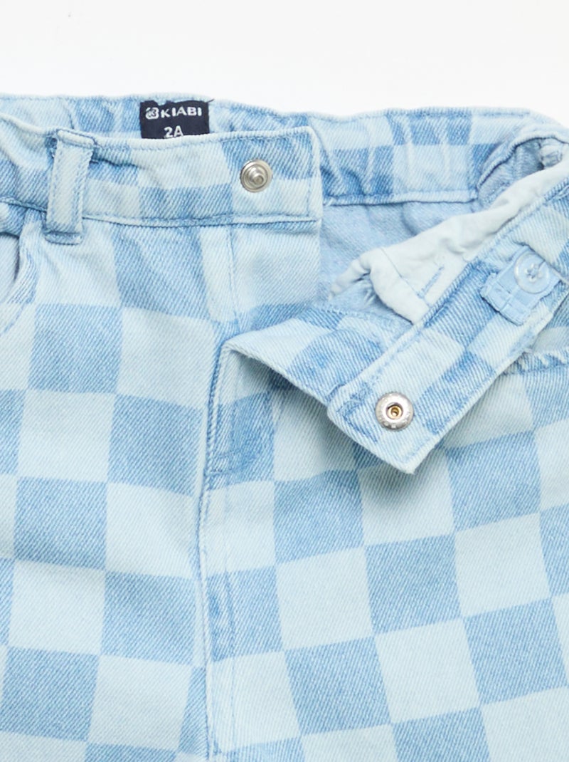 Pantalón vaquero de cuadros Azul - Kiabi