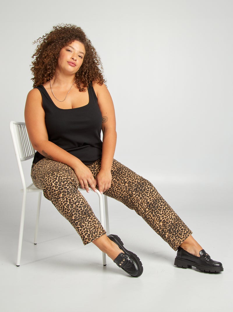 Pantalón vaquero de leopardo BEIGE - Kiabi