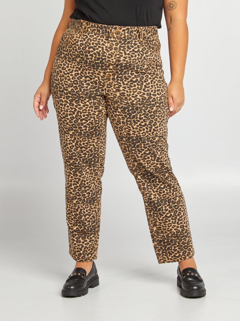 Pantalón vaquero de leopardo BEIGE - Kiabi