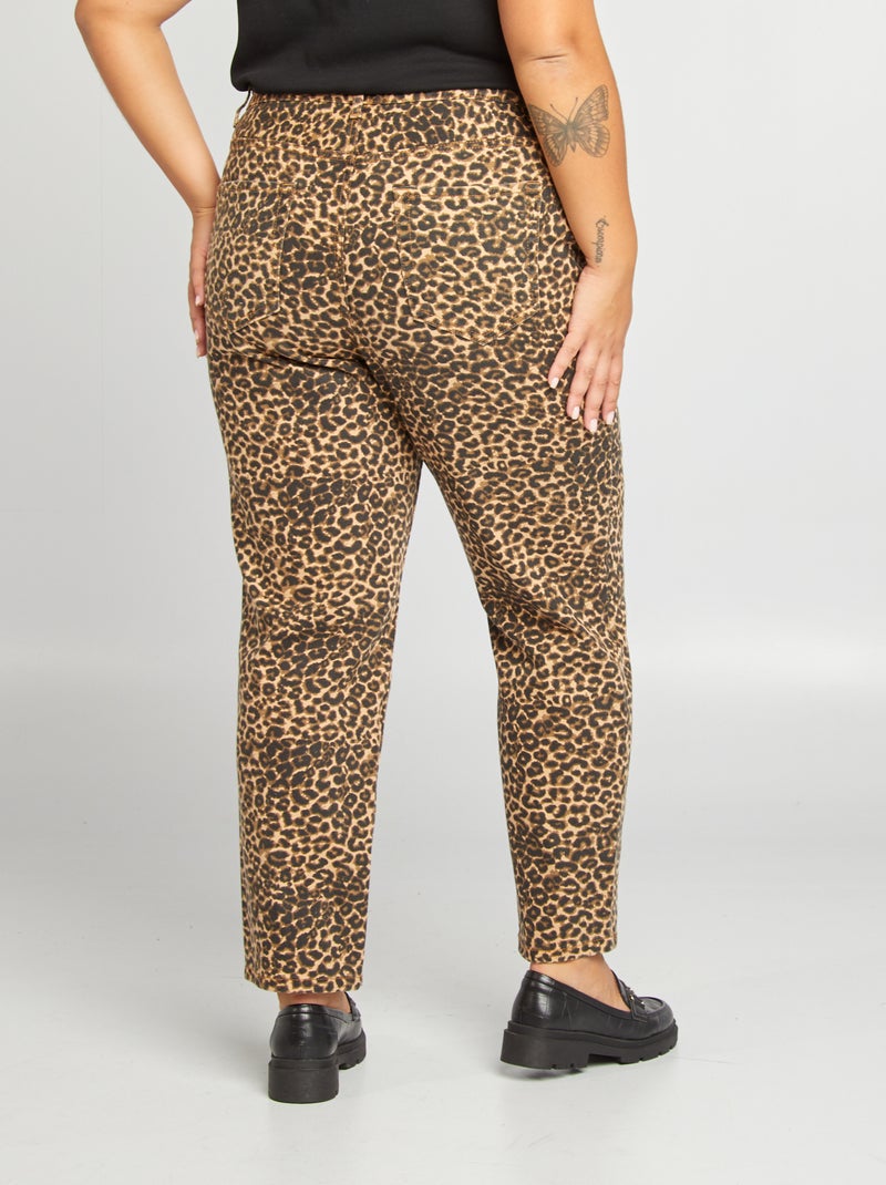 Pantalón vaquero de leopardo BEIGE - Kiabi